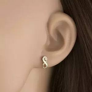 9K arany végtelenség szimbólumú fülbevaló átlátszó cirkóniával kép