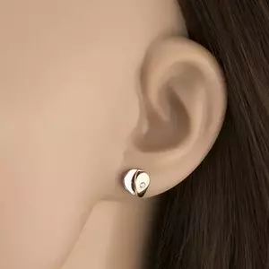 9K arany fülbevaló csepp átlátszó cirkóniával, kéttónusú kivitelben kép