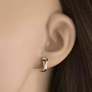 9K arany fülbevaló kombinált arannyal, áthúzott vonalakkal cirkóniákkal kép