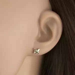 9K arany fülbevaló pillangó átlátszó cirkóniával kép