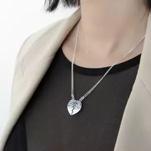 Két lánc kettős medállal - félbevágott szív "Best Friends", 925 ezüst kép