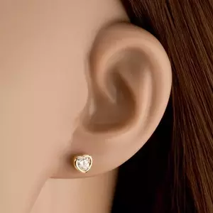 9K arany fülbevaló átlátszó cirkónia szívvel kép