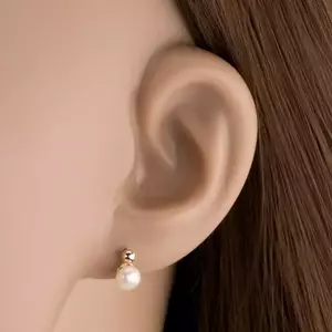 9K arany fülbevaló arany gyöngyökkel és tenyésztett gyönggyel kép
