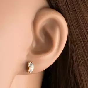 9K arany fülbevaló Swarovski kristályokkal és tenyésztett gyönggyel kép