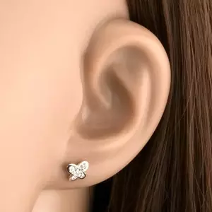 9 karátos pillangós arany fülbevaló átlátszó Swarovski kristályokkal kép