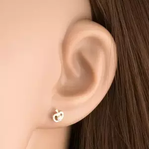 9K arany fülbevaló alma alakúra díszítve átlátszó cirkóniával kép