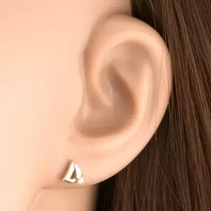 9K arany fülbevaló háromszög alakúra díszítve átlátszó cirkóniával kép