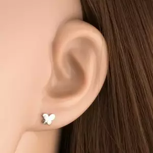 9K arany fülbevaló pillangó fényes körvonallal és átlátszó cirkóniával kép