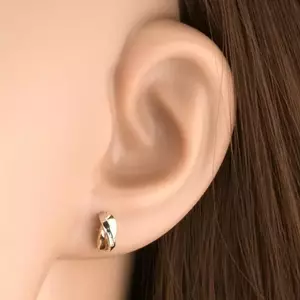 9K kombinált arany fülbevalók átfedő ívekkel és cirkónia vonallal kép