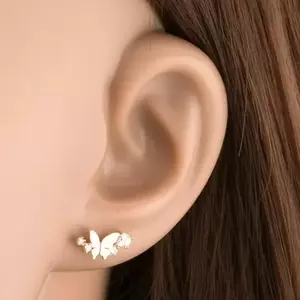 9K arany fülbevaló pillangóval és cirkónia ívvel kép