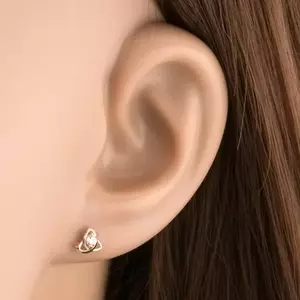 9 karátos arany kelta triquetra csomós fülbevaló átlátszó cirkóniával kép