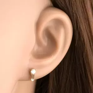 9K arany fülbevaló két átlátszó cirkóniával és piramissal kép