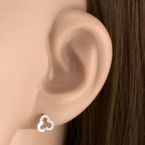 9K fehérarany lóhere fülbevaló átlátszó cirkóniákkal kép