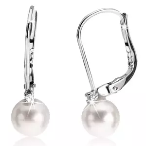 9 karátos arany fülbevaló édesvízi gyönggyel és átlátszó cirkóniával kép