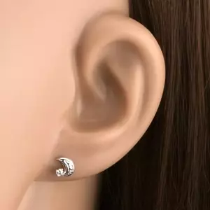 9 karátos arany fülbevaló félhold alakban, átlátszó cirkóniával kép