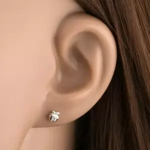 9 karátos arany fülbevaló alma formájában, átlátszó cirkóniákkal kép