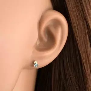 14 karátos arany fülbevaló rombusz alakú topázzal és átlátszó cirkóniákkal kép