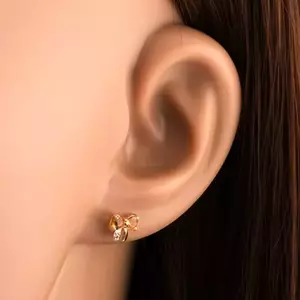 14 karátos arany fülbevaló masni alakú citrinekkel és átlátszó cirkóniákkal kép