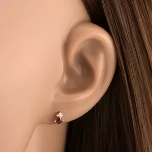 14 karátos arany fülbevaló négyzet alakú gránáttal és átlátszó cirkóniákkal kép