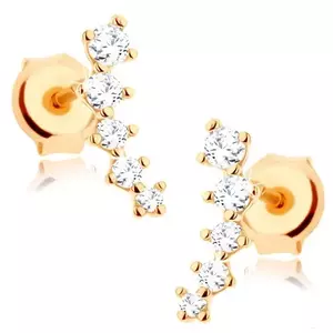 Fülbevaló 14K sárga aranyból - csillogó félhold átlátszó cirkóniákból, stekkerek kép