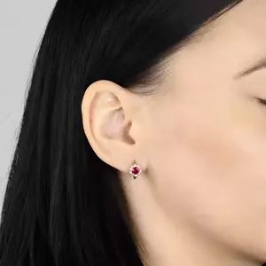 Fülbevaló 14K sárga aranyból, csillogó virág rózsaszín középpel és átlátszó szirmokkal kép