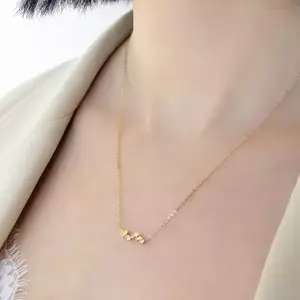 14K sárga arany nyakék - szívecskék és átlátszó cirkóniák, vékony lánc kép