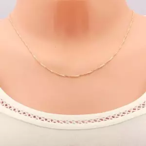 Nyaklánc 9K sárga aranyból - fényes, lapos, ovális szemek, spirál, 500 mm kép