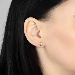 Fülbevaló sárga 14K aranyból - fényes szem kivágással és átlátszó kerek cirkóniával kép