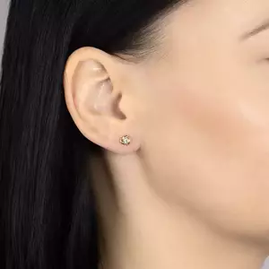 Fülbevaló 14K aranyból - csillogó átlátszó brilliáns kétszínű ívekkel szegélyezve kép