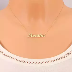 Nyaklánc sárga 585 aranyból - vékony lánc, fényes medál Monika kép