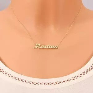 585 arany nyaklánc - vékony lánc ovális szemekből, fényes medál Martina kép