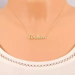 Nyaklánc sárga 14K aranyból - vékony csillogó lánc, fényes felirat Andrea kép