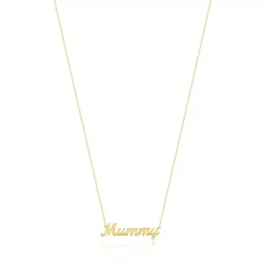 Nyaklánc sárga 14K aranyból - vékony lánc, fényes medál - Mummy kép