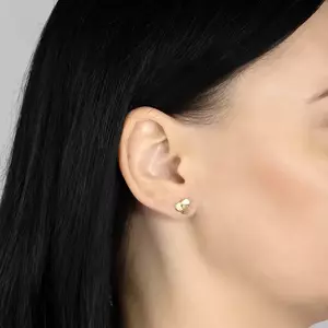 585 arany fülbevaló - csillogó átlátszó briliáns nagy fényes virágban kép