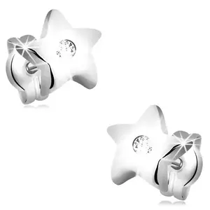 Gyémánt fülbevaló fehér 14K aranyból - fényes csillagok, átlátszó briliáns kép