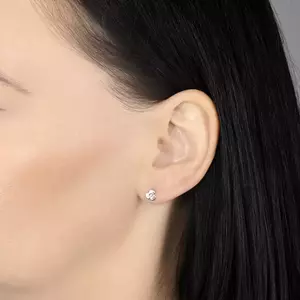 585 arany fülbevaló - csillogó virág átlátszó kerek gyémánttal kép