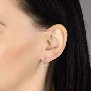 Fülbevaló sárga 14K aranyból - csillogó, szem alakú gyémánt átlátszó színben kép