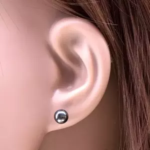 14K arany fülbevaló - sötétszürke hematit golyó, 6 mm kép