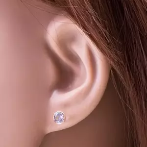 14K arany fülbevaló - kerek átlátszó cirkónia foglalatban, 5 mm kép