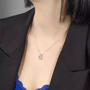 925 ezüst nyaklánc, lánc medállal, holdsarló és csillag kép