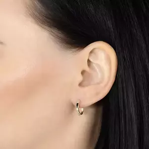 Gyémánt 585 arany fülbevaló - fekete téglalap, átlátszó kerek gyémántok kép