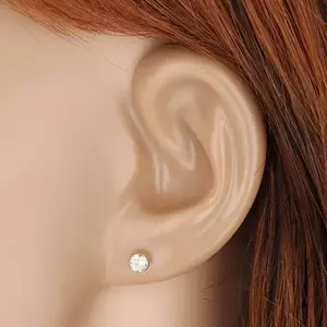 585 sárga arany fülbevaló - átlátszó cirkónia foglalatban, 4 mm kép