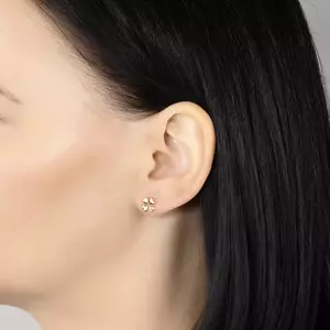 Gyémánt fülbevaló 14K sárga aranyból - négylevelű lóhere négy szívből kép