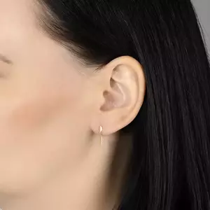 Gyémánt fülbevaló 585 sárga aranyból - levél beültetett gyémántokkal kép