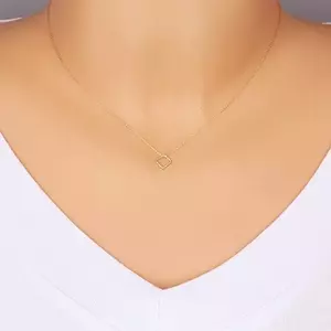 14K sárga arany nyaklánc - vékony lánc, rombusz alakú medál kép