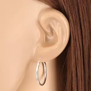 925 ezüst fülbevaló - fényes karika, francia kapocs kép