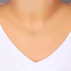 9K fehér arany nyakék - egyszerű nyaklánc, fényes rombusz cirkóniával kép