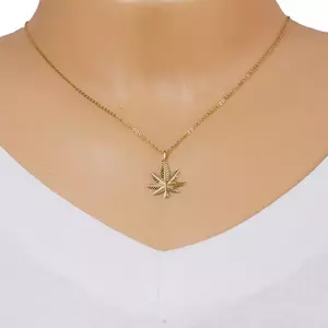 14K sárga arany medál - kender levél bemetszésekkel kép