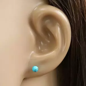 9K arany beszúrós fülbevaló – egy türkiz golyó sima felülettel kép