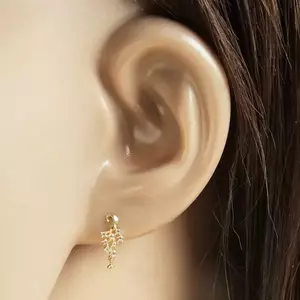 Fülbevaló 9K sárga aranyból – fényes hurok, átlátszó cirkóniák kép